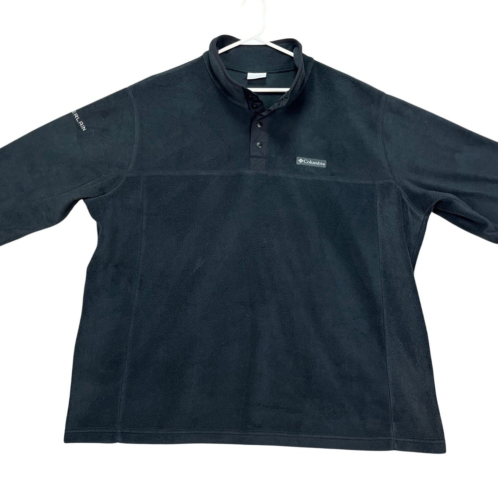 Columbia Men's Black 1/4 Snap Pullover Fleece Sweater XXL Chamberlain Logo EUC
